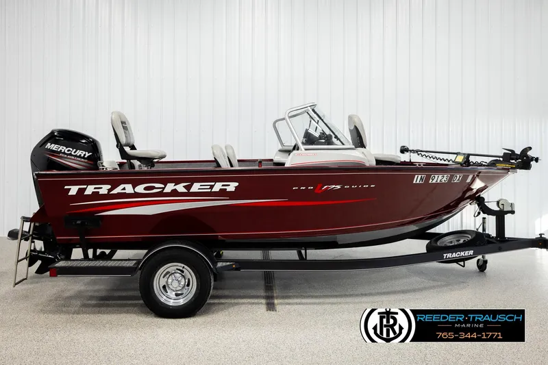 Slide: The Image of 2017 Tracker Pro Guide V-175 Combo boat with Mercury engine on trailer. - 3