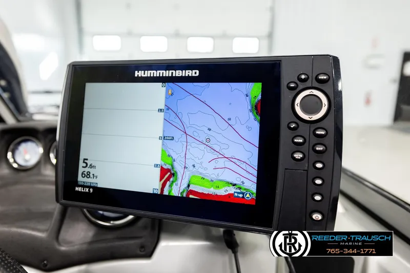 Slide: The Image of Humminbird Helix 9 fish finder on 2017 Tracker Pro Guide V-175 Combo boat. - 33