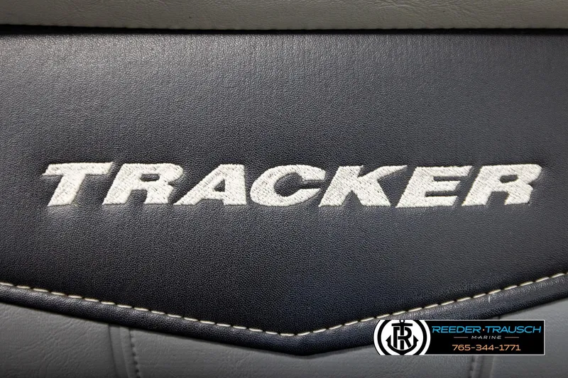 Slide: The Image of 2017 Tracker Pro Guide V-175 Combo boat seat with logo and Reeder-Trausch Marine contact. - 37
