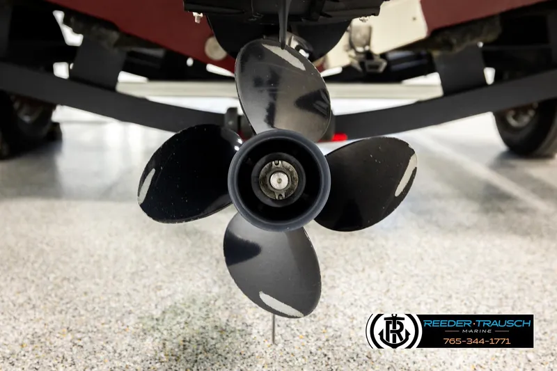 Slide: The Image of Close-up of a 2017 Tracker Pro Guide V-175 Combo boat propeller. - 53