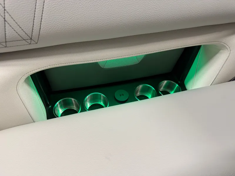 Slide: The Image of Illuminated cup holders in a luxurious, modern boat seat. - 19
