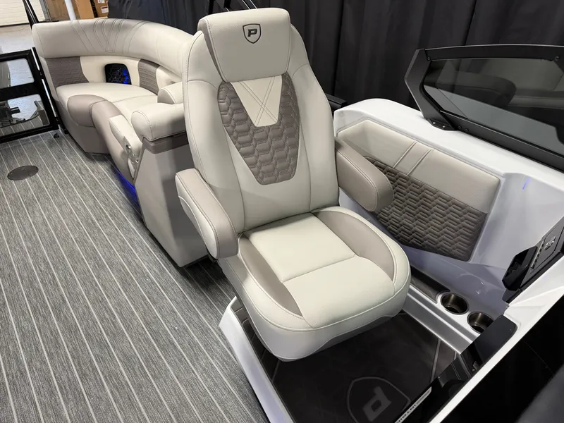 Slide: The Image of Luxurious seating area in a 2027 Premier 250INTRIGUE boat with elegant upholstery. - 47