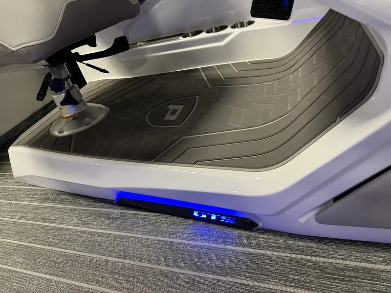 Slide: The Image of The image shows the floor area of a boat with an illuminated GTS logo. - 46