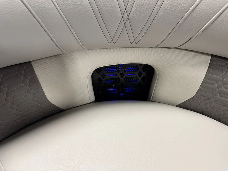 Slide: The Image of Close-up of a luxurious boat interior with sleek upholstery and blue lighting. - 13