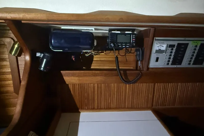Slide: The Image of Interior of 1986 Sabre 34 MK II sailboat with navigation equipment and control panel. - 36