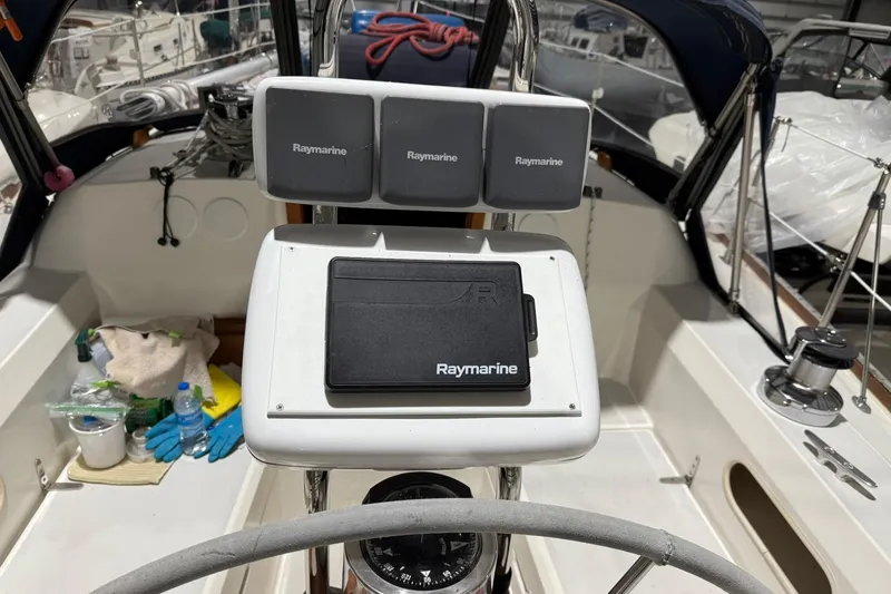Slide: The Image of Cockpit of 1986 Sabre 34 MK II sailboat with Raymarine navigation equipment. - 5