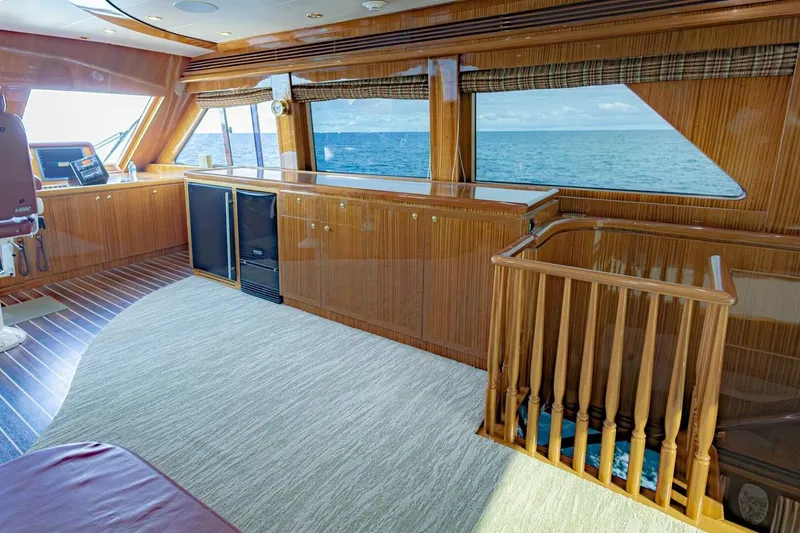 Slide: The Image of Luxurious 2009 Hargrave Enclosed Bridge yacht kitchen with stainless steel appliances and granite countertops. - 24
