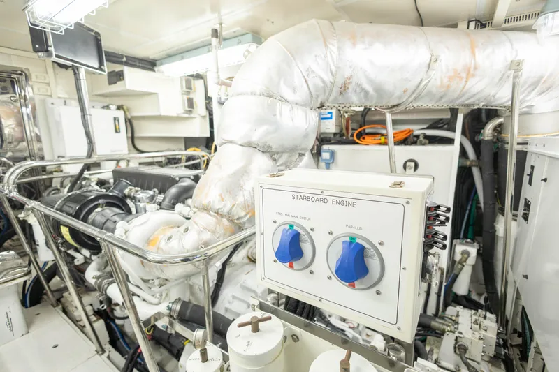 Slide: The Image of Luxurious bathroom in 2009 Hargrave Enclosed Bridge yacht with elegant wood cabinetry. - 81