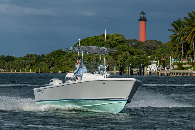 Slide: The Image of 2026 Albury Brothers 23 boat under construction in a workshop. - 1