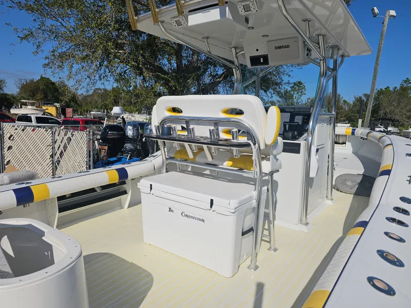 Slide: The Image of 1987 Ocean Master 31 boat with modern features. - 22