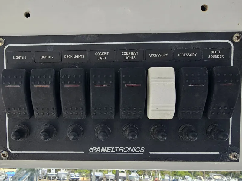 Slide: The Image of Control panel of a 1987 Ocean Master 31 boat. - 40