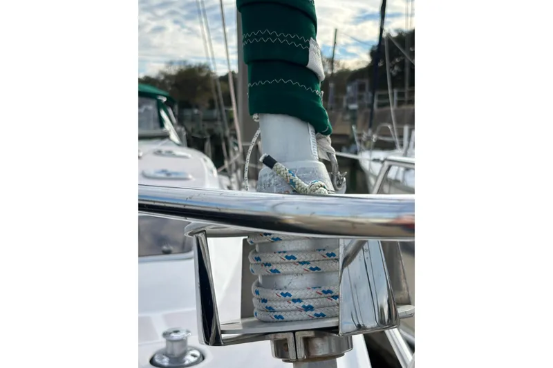 Slide: The Image of 1999 Catalina 380 yacht bathroom with shower and toilet. - 27