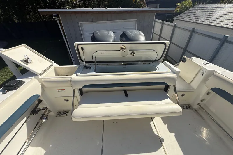 Slide: The Image of 2007 Hydra-Sports Vector 2900 VX boat interior with seating and storage compartments. - 76