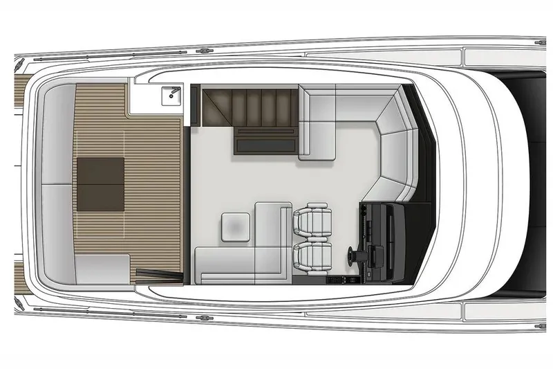 Slide: The Image of 2024 Maritimo M55 yacht interior layout with seating and helm station. - 94