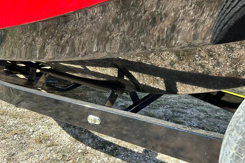 Slide: The Image of Close-up of 2007 Nautique Super Air Nautique 220 boat hull on trailer. - 12