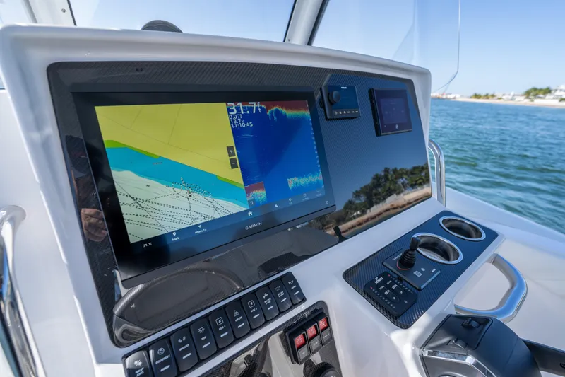 Slide: The Image of Cockpit of 2025 Airship 340 with advanced navigation display and controls. - 32
