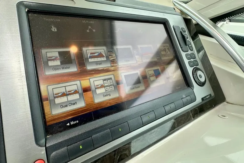 Slide: The Image of Touchscreen navigation system on a 2011 Sea Ray 450 Sundancer yacht. - 18