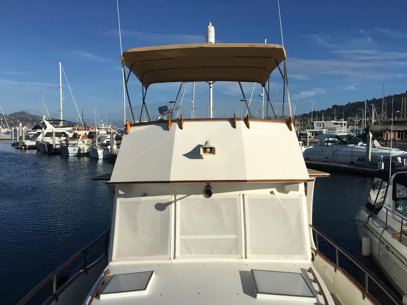 Slide: The Image of 1982 Grand Banks 42 Europa at marina, sunny day. - 2