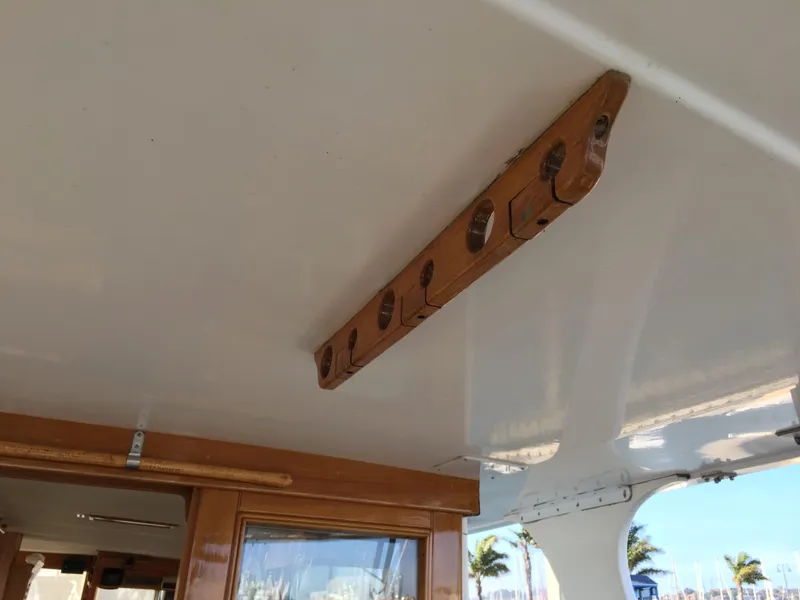 Slide: The Image of Wooden rod holder on 1982 Grand Banks 42 Europa boat ceiling. - 6