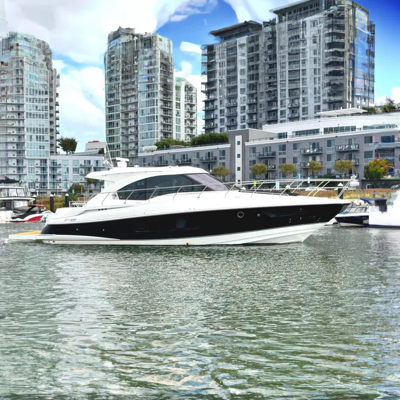 The Image of 2014 Cruisers Yachts 45 Cantius in water with modern high-rise buildings. - 0