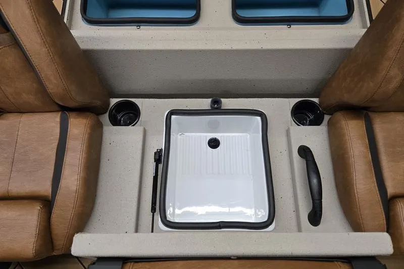 Slide: The Image of Interior of 2026 Avid 18 Vertex boat with seating and storage compartment. - 8