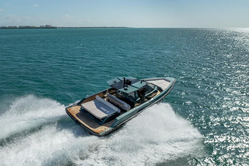 Slide: The Image of 2021 Wally 48 Wally Tender cruising on open sea under clear skies. - 2
