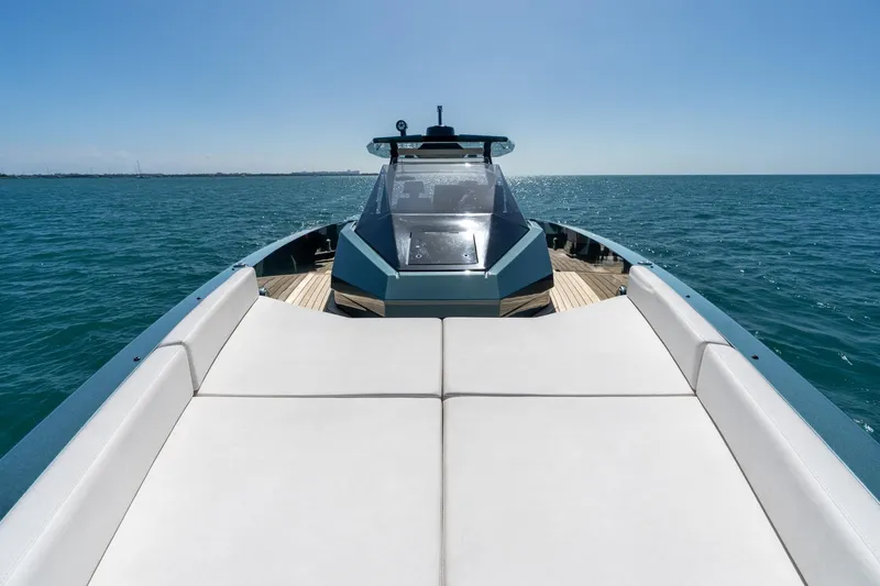 Slide: The Image of 2021 Wally 48 Wally Tender yacht on open sea, featuring sleek design and spacious deck. - 35