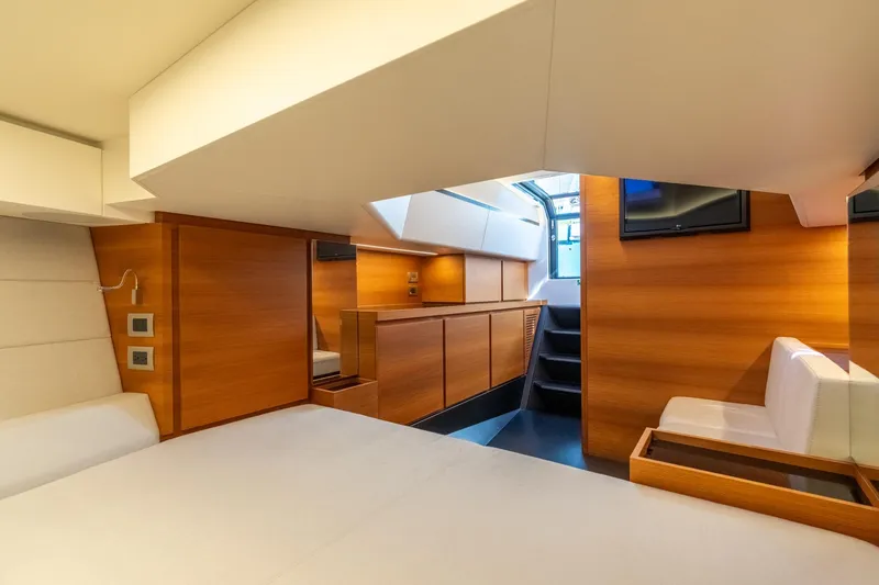 Slide: The Image of Luxurious interior of 2021 Wally 48 Wally Tender yacht with modern wood finishes. - 40