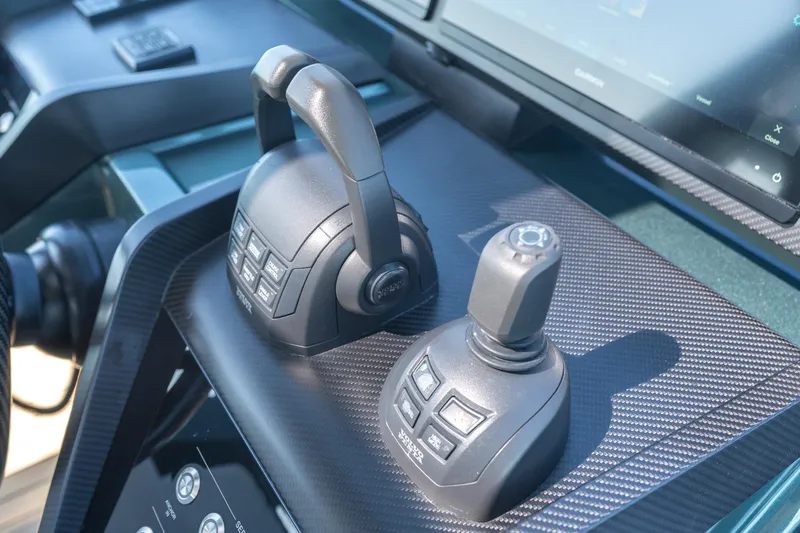 Slide: The Image of Control panel of 2021 Wally 48 Wally Tender with joystick and throttle. - 49