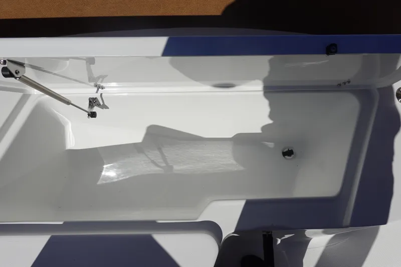 Slide: The Image of Interior view of 2026 Sea Hunt Ultra 219 boat compartment with hydraulic support. - 35