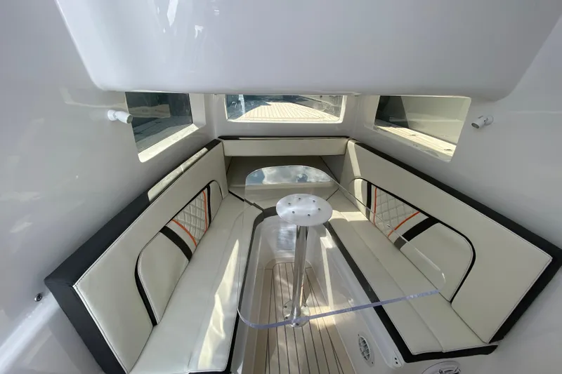 Slide: The Image of Luxurious interior of Midnight Express 43 Open boat with elegant seating and modern design. - 7