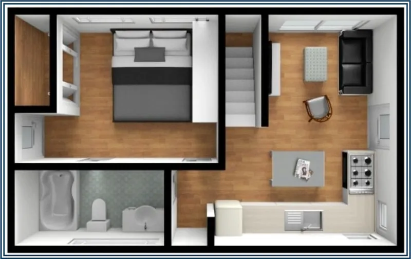 Slide: The Image of Harbor Cottage Cozy Cottage 52' x 16' Tiny Boat 2019 - 7