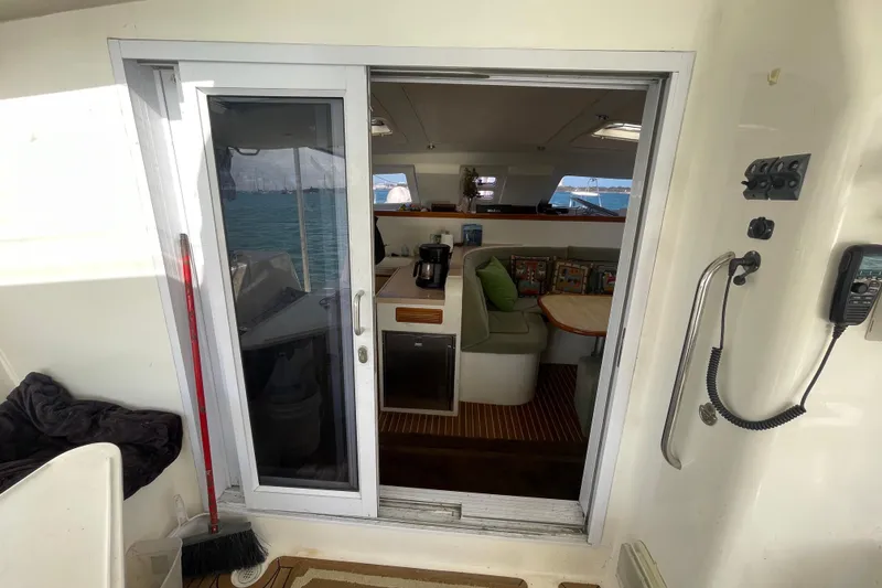 Slide: The Image of Interior of 2010 Knysna 480 yacht with kitchen sink and sea view. - 17