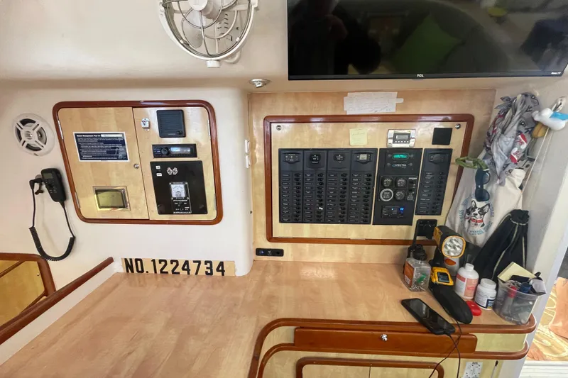 Slide: The Image of Stainless steel door on 2010 Knysna 480 yacht interior with wooden steps. - 19