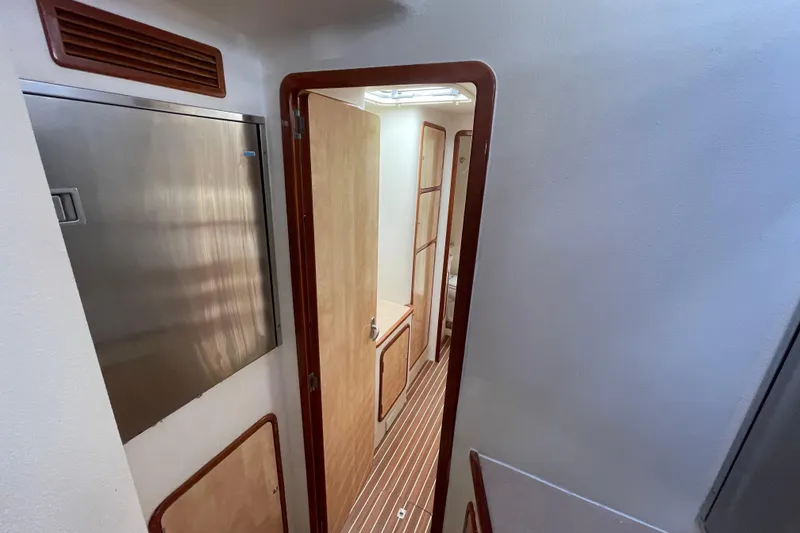 Slide: The Image of Compact bathroom in 2010 Knysna 480 yacht with sink and toilet. - 24