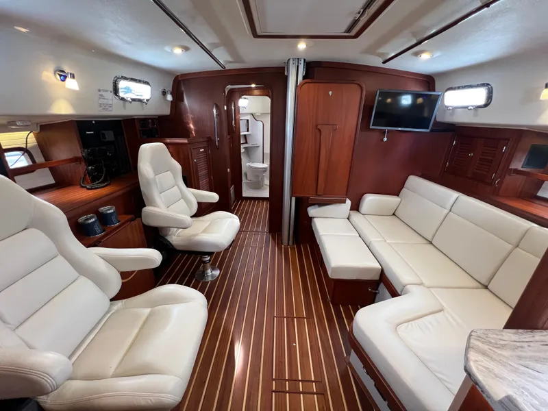 Slide: The Image of Interior of 2023 Island Packet 439 yacht with luxurious furnishings. - 10