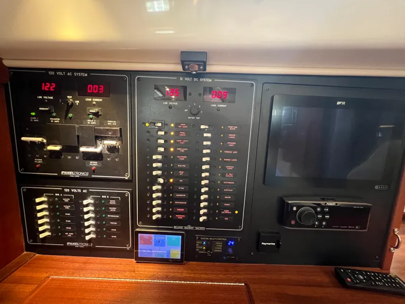 Slide: The Image of Electrical control panel of Island Packet 439 yacht, 2023 model. - 16