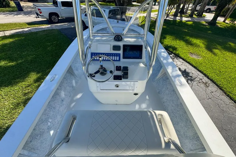 Slide: The Image of 1972 Cuda Craft Open Fisherman boat interior with steering console and seating. - 16