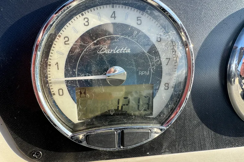 Slide: The Image of Close-up of Barletta C22CC 2021 boat tachometer displaying RPM. - 25