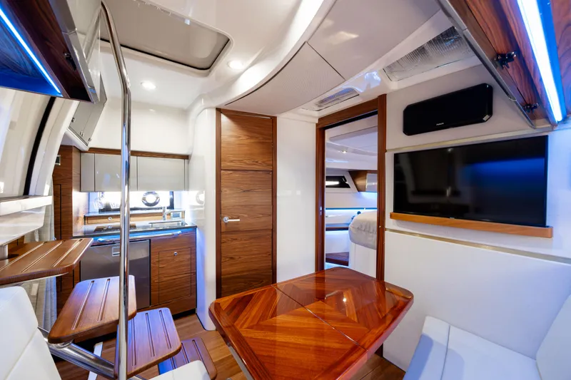 Slide: The Image of Interior view of 2021 Boston Whaler 405 Conquest cockpit. - 5