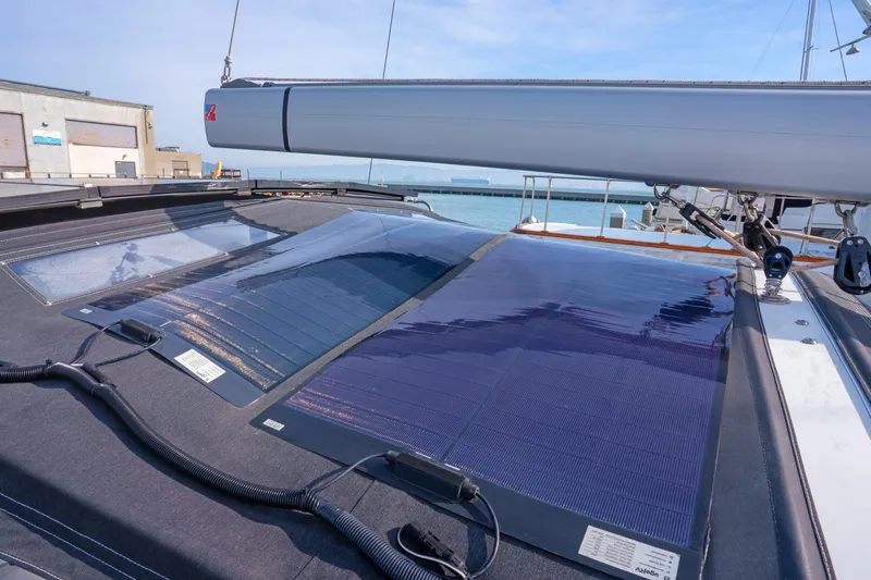 Slide: The Image of Beneteau Oceanis 461 sailboat with solar panels on deck, 2022 model. - 51