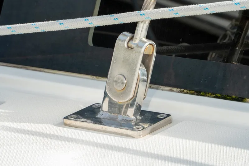 Slide: The Image of Close-up of a Beneteau Oceanis 461 sailboat rigging detail, 2022 model. - 54