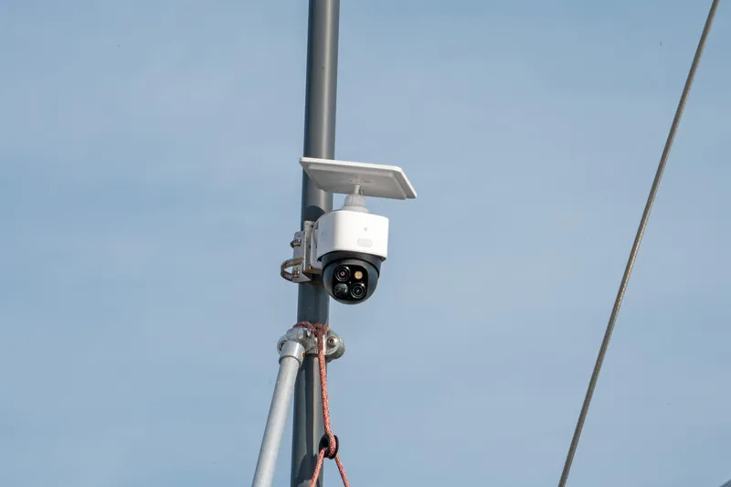 Slide: The Image of Security camera mounted on Beneteau Oceanis 461 sailboat mast, 2022 model. - 62