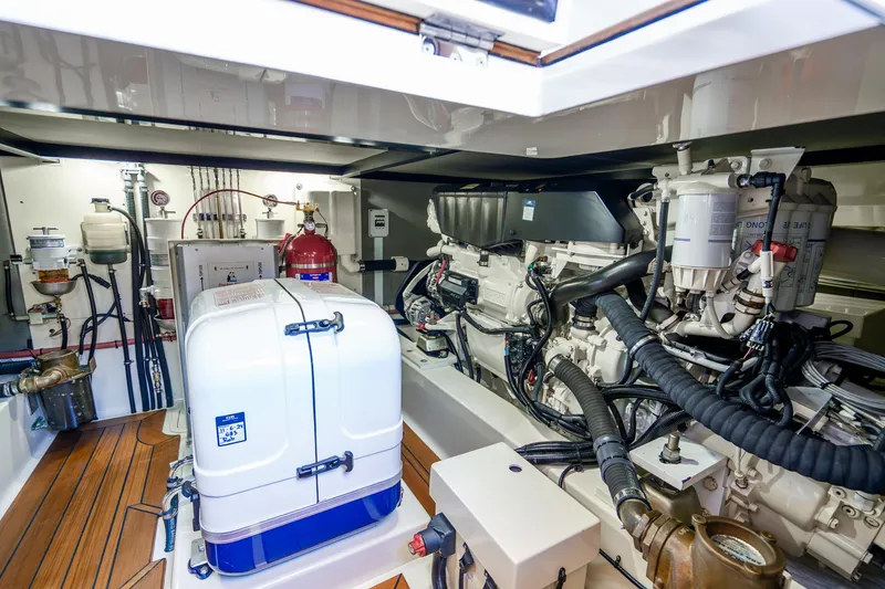 Slide: The Image of Engine room of 2020 Palm Beach Motor Yachts PB55, showcasing advanced mechanical systems. - 34