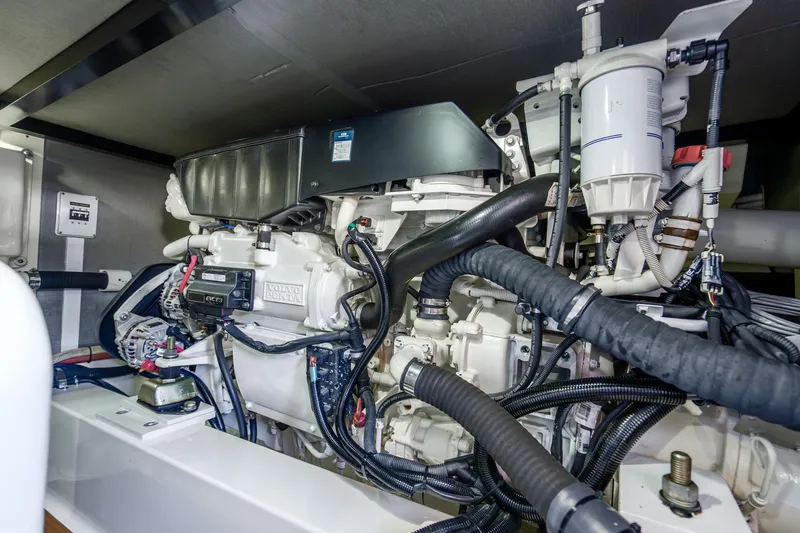 Slide: The Image of Engine room of 2020 Palm Beach Motor Yachts PB55, featuring Volvo Penta components. - 37