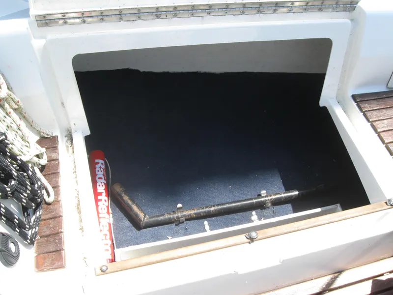 Slide: The Image of Storage compartment on a 1995 Hunter 35.5 boat. - 22