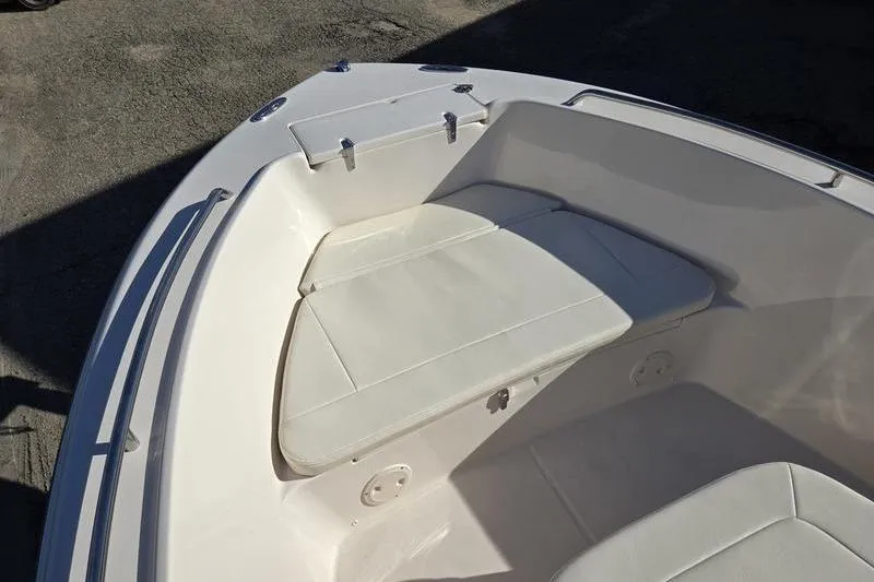 Slide: The Image of 2026 Grady-White Fisherman 180 boat interior with cushioned seating. - 12