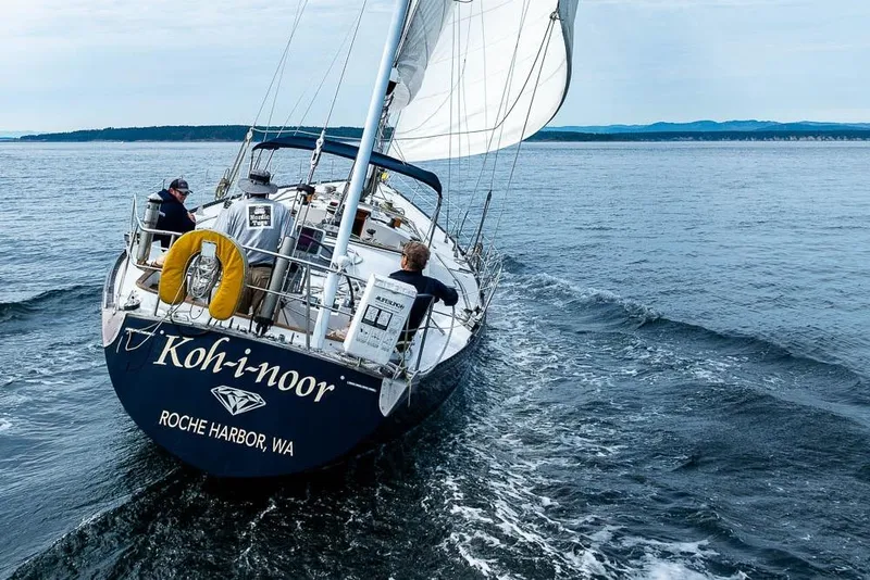 The Image of 1974 C&C 61 Ocean Racer/Cruiser sailing near Roche Harbor, WA, with crew onboard. - 0