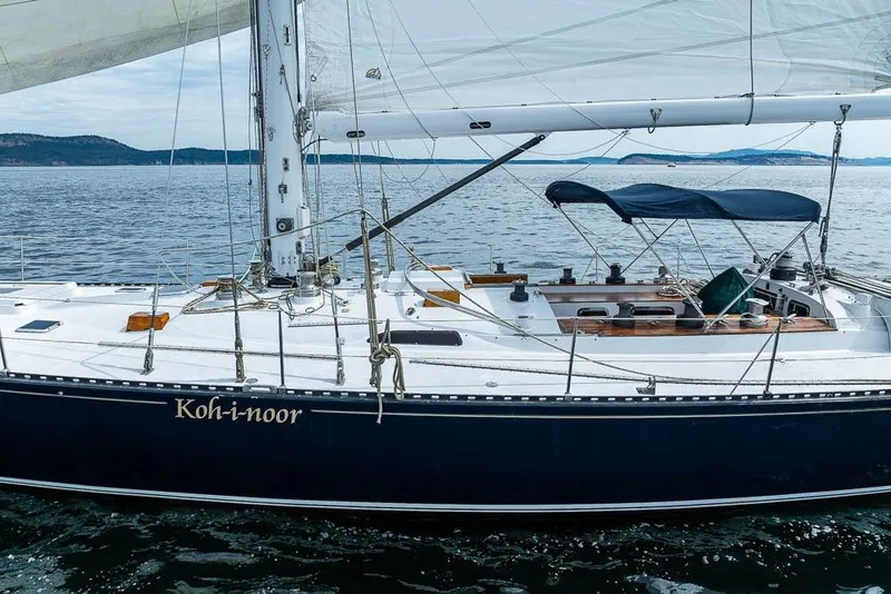 Slide: The Image of 1974 C&C 61 Ocean Racer/Cruiser sailboat "Koh-i-noor" on calm waters. - 1