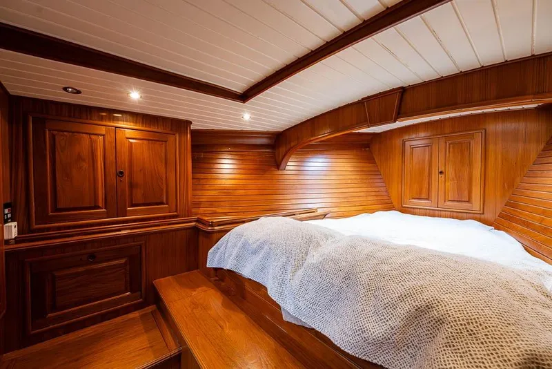 Slide: The Image of Luxurious wooden interior of 1974 C&C 61 Ocean Racer/Cruiser yacht cabin. - 24